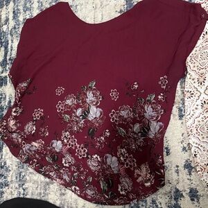 Maurices Maroon Floral Blouse